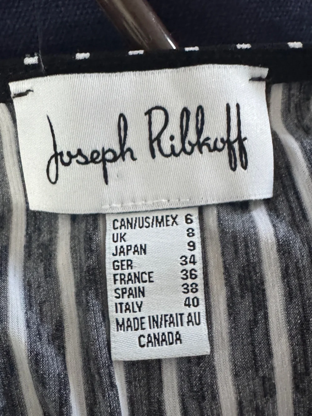 Joseph Ribkoff Striped Tunic Top Shirt button sz 6 Black White 3/4 Sleeve Canada - Picture 9 of 9